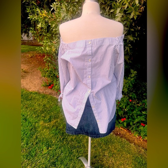 Banana Republic Off-Shoulder Striped Blouse - Picture 4 of 9